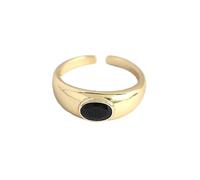 LCDIUDIU Anillos Abiertos Ajustables De Plata De Ley 925 Para Mujer, Vintage Con Incrustaciones De Oro, Obsidiana Ovalada, Para Dedo, Pulgar, Joyería, Regalo Para Novia, Esposa, Mamá, Cumpleaños,