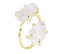 LCDIUDIU Anillos Abiertos De Piedra Natural para Mujer, Oro, Ajuste Irregular, Obsidiana Reiki, Piedra Rugosa, Gema Energética, Dedo Ajustable, Banda para El Pulgar, Joyería, Regalo para Novia Y E