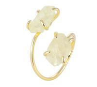 LCDIUDIU Anillos Abiertos De Piedra Natural para Mujer, Oro, Ajuste Irregular, Obsidiana Reiki, Piedra Rugosa, Gema Energética, Dedo Ajustable, Banda para El Pulgar, Joyería, Regalo para Novia Y E