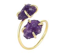 LCDIUDIU Anillos Abiertos De Piedra Natural para Mujer, Oro, Engaste Irregular, Obsidiana Reiki, Piedra Rugosa, Gema Energética, Ajustable, para Dedo, Banda para Pulgar, Joyería, Regalo para Novia