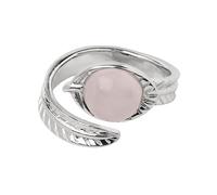 LCDIUDIU Anillos Abiertos De Piedra Natural para Mujer, Plata Tallada, Engaste De Hoja Redonda, Obsidiana Reiki, Gema Energética, Ajustable, para Dedo, Pulgar, Joyería, Regalo para Novia, Esposa,