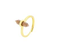 LCDIUDIU Anillos De Piedra Hexagonal para Hombres Y Mujeres, Ajuste De Oro, Piedra De Energía De Obsidiana Negra Natural, Círculo De Dedo Ajustable Abierto, Banda para El Pulgar, Joyería Gótica