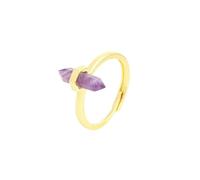 LCDIUDIU Anillos De Piedra Hexagonal para Hombres Y Mujeres, Ajuste De Oro, Piedra De Energía De Obsidiana Negra Natural, Círculo De Dedo Ajustable Abierto, Banda para El Pulgar, Joyería Gótica