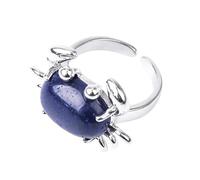 LCDIUDIU Anillos De Piedra Natural Con Forma De Cangrejo, Con Incrustaciones De Plata, Anillos Preciosas De Arena Marrón, Abiertos Y Ajustables, Banda para El Pulgar, Joyería Reiki, Bonito Regal