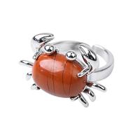 LCDIUDIU Anillos De Piedra Natural Con Forma De Cangrejo, Con Incrustaciones De Plata, Anillos Preciosas De Arena Marrón, Abiertos Y Ajustables, Banda para El Pulgar, Joyería Reiki, Bonito Regal