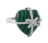 LCDIUDIU Anillos De Piedra Natural Con Forma De Corazón Y Pajarita, Con Incrustaciones De Plata, Jaspe Rojo, Anillos Preciosas, Banda para El Pulgar, Ajustable Y Abierta, Joyería Reiki, Regalo p