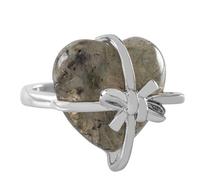 LCDIUDIU Anillos De Piedra Natural Con Forma De Corazón Y Pajarita, Con Incrustaciones De Plata, Jaspe Rojo, Anillos Preciosas, Banda para El Pulgar, Ajustable Y Abierta, Joyería Reiki, Regalo p