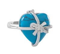 LCDIUDIU Anillos De Piedra Natural Con Forma De Corazón Y Pajarita, Con Incrustaciones De Plata, Jaspe Rojo, Anillos Preciosas, Banda para El Pulgar, Ajustable Y Abierta, Joyería Reiki, Regalo p