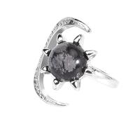 LCDIUDIU Anillos De Piedra Natural Con Forma De Sol Y Luna, Incrustaciones De Plata, Circonita Redonda, Energía, Piedra De Ojo De Tigre, Anillos Preciosas, Círculo De Dedo Ajustable Abierto, Ban