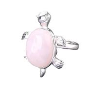 LCDIUDIU Anillos De Piedra Natural Con Forma De Tortuga Marina, Anillos Preciosas De Sodalita Con Incrustaciones De Plata, Anillo Ajustable Abierto para El Dedo, Banda para El Pulgar, Joyería Rei