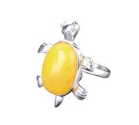 LCDIUDIU Anillos De Piedra Natural Con Forma De Tortuga Marina, Anillos Preciosas De Sodalita Con Incrustaciones De Plata, Anillo Ajustable Abierto para El Dedo, Banda para El Pulgar, Joyería Rei