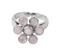 LCDIUDIU Anillos De Piedra Natural para Mujer, Incrustaciones De Flores De Plata, Redondos, Piedra Energética Reiki Natural De 7 Chakras, Círculo Ajustable Abierto para El Dedo, Banda para El Pulg