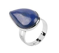 LCDIUDIU Anillos De Piedra Natural para Mujer, Plata, Engaste De Gota De Agua, Reiki, Obsidiana Negra, Gema Energética, Ajustable, para Dedo, Pulgar, Joyería, Regalo para Novia, Esposa, Mamá, Lap