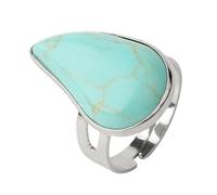 LCDIUDIU Anillos De Piedra Natural para Mujer, Plata, Engaste De Gota De Agua, Reiki, Obsidiana Negra, Gema Energética, Ajustable, Banda para El Pulgar, Joyería, Regalo para Novia, Esposa, Mamá,