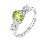 LCDIUDIU Anillos Mujer Plata 925,Anillo Compromiso Solitario Con Piedra Preciosa Natural De Corte Ovalado para Mujer, Banda Circonita Cúbica De Plata, Banda Promesa De Boda De Zafiro Ajustable para
