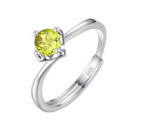 LCDIUDIU Anillos Mujer Plata 925,Anillos De Compromiso Con Solitario De Corte Brillante De 5 Mm/6 Mm para Mujer, Banda Plata Infinita, Ajustable, para Festival, Promesa De Boda, Peridoto De