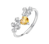 LCDIUDIU Anillos Mujer Plata Ajustables,Anillo De Compromiso Solitario Con Topacio Amatista Rubí Natural En Forma De Corazón para Mujer, Banda Circonita Cúbica Con Estrella Y Planeta, Banda Ajust