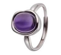 LCDIUDIU Anillos Mujer Plata Ajustables,Anillo Piedras Preciosas Genuinas para Hombres Y Mujeres, Plata, Declaración, Banda Cristal Natural, Hecho A Mano, Promesa De Eternidad, Joyería para Libera