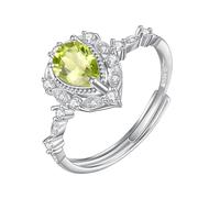 LCDIUDIU Anillos Mujer Plata Ajustables,Anillo Zafiro Con Piedra Preciosa Natural Corte Pera para Mujer, Banda Infinita De Plata Con Giro Ajustable, Banda Compromiso De Boda Con Circonita Cúbica pa