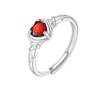 LCDIUDIU Anillos Mujer Plata,Anillo De Compromiso Solitario De Topacio Rubí Natural En Forma De Corazón para Mujer, Banda Infinita Ajustable, Alianza De Boda para Aniversario, Rubí