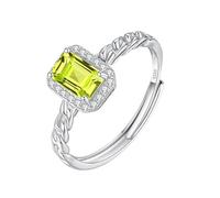 LCDIUDIU Anillos Mujer Plata,Anillo De Topacio, Amatista, Citrino Y Rubí Natural Con Corte Cojín para Mujer, Plata Chapada En Oro De 14 Quilates, Banda Infinita Con Halo De Compromiso Y Peridoto.