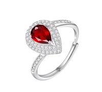 LCDIUDIU Anillos Mujer Plata De Ley 925,Anillo Piedra Preciosa Natural Con Corte De Pera para Mujer, Banda Envolvente De Plata Con Piedra De Nacimiento, Banda Ajustable De Zafiro para Compromiso De