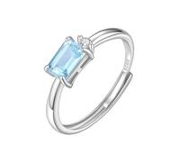 LCDIUDIU Anillos Mujer Plata De Ley 925,Anillo Solitario De Piedra Preciosa Natural Con Corte Cojín para Mujer, Plata, Banda Minimalista De Circonita Cúbica, Ajustable, Zafiro, Festival, Compro