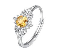 LCDIUDIU Anillos Mujer Plata De Ley 925,Anillo Solitario De Piedra Preciosa Natural De Corte Brillante para Mujer, Banda Nudo Celta De Corazón De Plata, Ajustable, para Festival, Compromiso, Bod