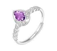 LCDIUDIU Anillos Mujer Plata De Ley 925,Anillos De Piedras Preciosas Naturales Con Corte En Forma De Pera para Mujer, Banda Plata Con Circonita Cúbica Ajustable, Halo De Lágrima, Alianza De Compro