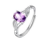 LCDIUDIU Anillos Mujer Plata De Ley,Anillo Compromiso Solitario Con Piedra Preciosa Natural De Corte Ovalado para Mujeres Y Niñas, Conjunto De Banda Infinita para El Pulgar, Banda Ajustable para An
