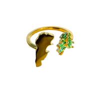 LCDIUDIU Anillos Mujer Plata De Ley,Anillo De Mapa para Hombre Y Mujer, Chapado En Oro De 14 Quilates, Con Circonita Cúbica Verde, Diseño De Árbol De Navidad, Con Diseño Étnico, Geografía, Map