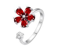 LCDIUDIU Anillos Mujer Plata De Ley,Anillo Giratorio De Margaritas Con Piedras Preciosas Naturales para Mujeres Y Niñas, Banda Ajustable Con Piedra De Nacimiento para El Estado Ánimo, Antiansiedad