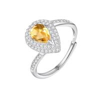 LCDIUDIU Anillos Mujer Plata De Ley,Anillo Piedra Preciosa Natural Corte Pera para Mujer, Banda Envolvente De Plata Con Piedra De Nacimiento, Banda Ajustable De Zafiro para Compromiso De Boda, Regal