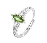 LCDIUDIU Anillos Mujer Plata De Ley,Anillo Piedra Preciosa Natural De Corte Marquesa para Mujer, Banda Envolvente De Plata Con Piedra De Nacimiento, Banda Ajustable De Zafiro para Compromiso De Boda