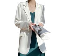 LCDIUDIU Blazer Elegante De Satén Sedoso para Mujer, Solapa con Muesca, Cierre Un Solo Botón, Manga Larga, Abertura En La Espalda. Chaqueta De Traje Elegante, Informal, Verano, Ligera, para El Tra