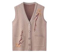 LCDIUDIU Cárdigan De Punto Cálido De Mediana Edad Y Ancianos Suéteres Chaleco Sin Mangas,Anciana Casual Top Caqui Cárdigan De Punto De Abuela Chaqueta De Abrigo Chaqueta De Mujer Primavera Otoñ