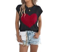 LCDIUDIU Chaleco Punto Blanco Sin Mangas para Mujer, Cuello Redondo, Diseño Corazón Retorcido, Chaleco Punto Ligero para San Valentín, Manga Corta, Corte Holgado, Informal, para Vacaciones En La