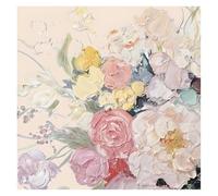 LCDIUDIU Pequeñas Pinturas Al Óleo Sobre Lienzo, Moderno Abstracto Colorido Rosa Peonía Flor Racimo Pintado A Mano Textura Obra De Arte Sin Marco Arte De Pared para Sala De Estar Dormitorio Ofici