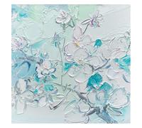 LCDIUDIU Pinturas Al Óleo Sobre Lienzo, Textura Azul Moderna, Ramas Abstractas De Flor De Ciruelo, Textura Pintada A Mano, Obra De Arte De Pared Sin Marco para Sala De Estar, Dormitorio, Oficina, D