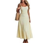 LCDIUDIU Vestido Largo De Punto para Mujer, Tirantes Finos, Punto Acanalado, Corte En A, Estilo Casual Verano, Sexy, Sin Espalda, Ajustado, Largo, para Invitada De Boda, Vacaciones En La Playa, Colo