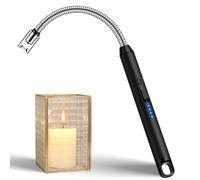 LcFun Mechero de varilla, arco eléctrico, largo, resistente al viento, USB, para cocina, camping, fuegos artificiales (negro)
