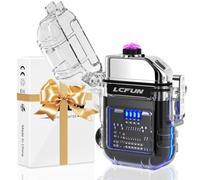 LcFun Mechero eléctrico, USB C recargable, encendedor eléctrico con indicador de batería y linterna, resistente al agua, a prueba de viento, encendedores de plasma para senderismo, camping, kit de