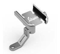 LCFZDQ Ajuste para Vespa LX LXV Sprint GTS GTV 50 150 250 300 300ie Accesorios Manillar de Motocicleta Soporte para teléfono móvil Soporte para GPS, Soporte para Espejo Plateado