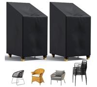 LCGOD Funda Protectora Sillas de Jardín 2PCS, Funda Sillas Apiladas Jardín,Resistente Oxford, Impermeable, Anti-Viento, Anti-UV Cubierta Sillas Exterior, 120/80 * 65 * 65CM