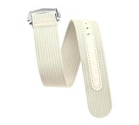 LCHASOP Correa De Reloj De 20 mm Con Bucle, Banda Trenzada De Una Pieza, Hebilla Plegable, Repuesto Textil Tejido.,Beige,20 mm