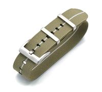LCHASOP Correa De Reloj De 20 mm Con Bucle, Correa Trenzada De Una Sola Pieza, Hebilla De Acero Inoxidable, Repuesto Textil Elástico, Pulsera Deportiva Ajustable.,Línea Caqui-Blanca,20 mm