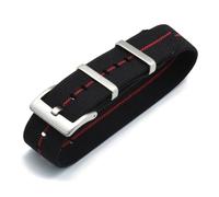 LCHASOP Correa De Reloj De 20 mm Con Bucle, Correa Trenzada De Una Sola Pieza, Hebilla De Acero Inoxidable, Repuesto Textil Elástico, Pulsera Deportiva Ajustable.,Línea Negra-Roja,20 mm
