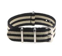 LCHASOP Correa De Reloj De 20 mm Con Bucle, Correa Trenzada De Una Sola Pieza, Hebilla De Acero Inoxidable, Repuesto Textil Elástico, Pulsera Deportiva Ajustable.,Beige Negro,20 mm