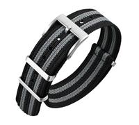 LCHASOP Correa De Reloj De 20 mm Con Bucle, Correa Trenzada De Una Sola Pieza, Hebilla De Acero Inoxidable, Repuesto Textil Elástico, Pulsera Deportiva Ajustable.,Negro Grisáceo,20 mm