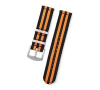 LCHASOP Correa De Reloj De 22 mm Con Bucle, Banda Trenzada De Una Sola Pieza, Hebilla De Acero Inoxidable, Reemplazo De Tejido Elástico, Pulsera Deportiva Ajustable.,A18.Negro Naranja,22 mm